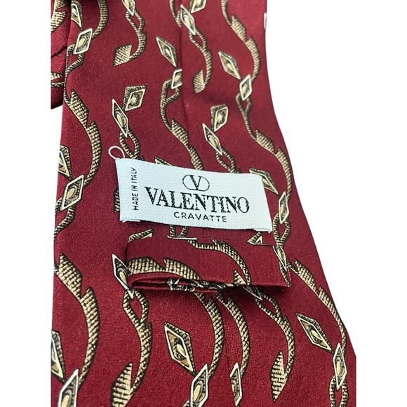 Valentino Cravatte Men's Neck Tie Classic 100% Silk Luxury Designer Maroon Italy - Picture 2 of 5